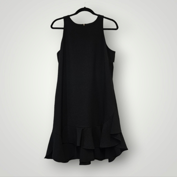 Chelsea28 Dress 12 Black Sleeveless Ruffle Flounce Hem A-Line Shift - Picture 2 of 7